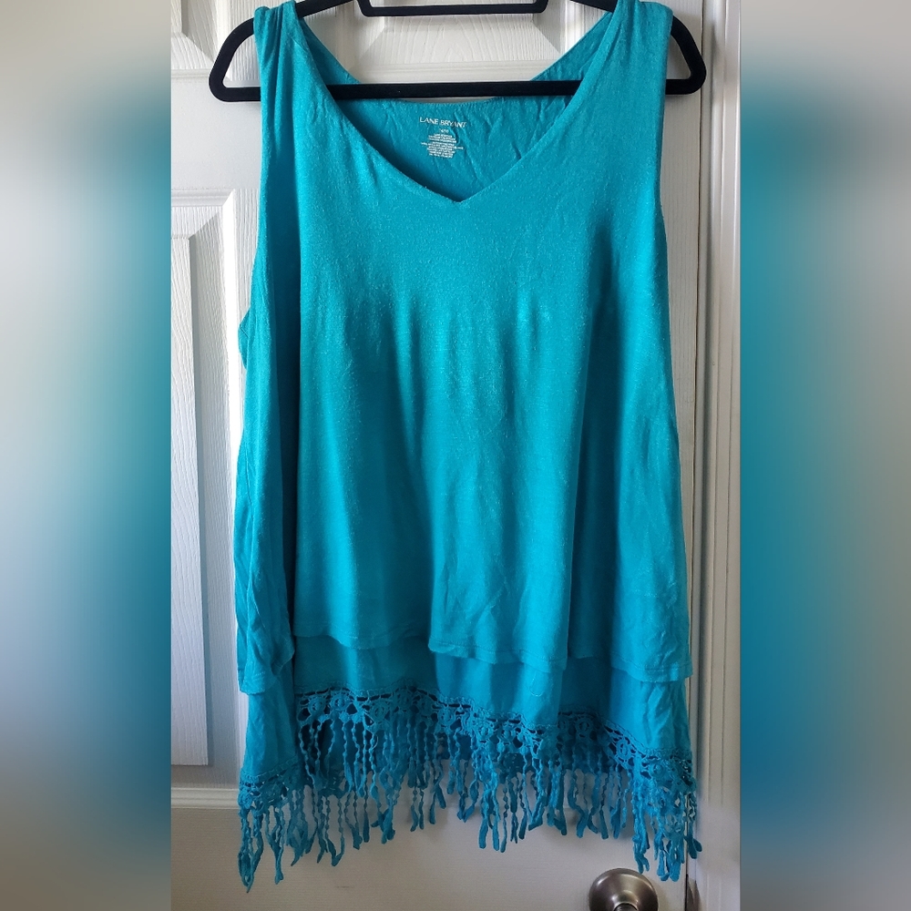 Lane bryant size 14/16 Blue tank with fringe